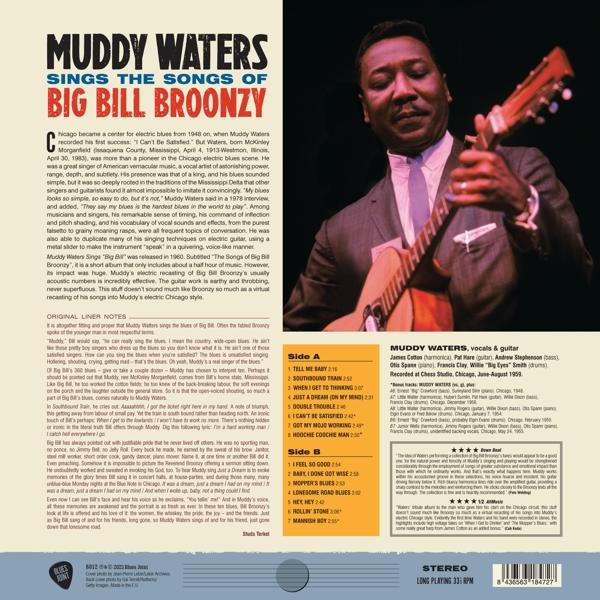A Muddy Waters énekli Big Bill Broonzy dalait album borítója. A szöveg és a számok listája látható.