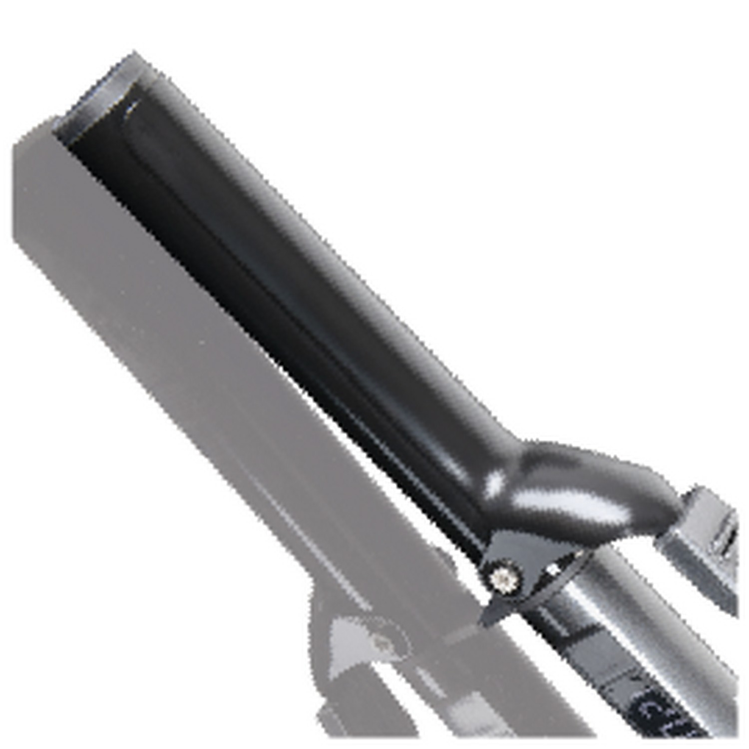 A black section of a pole, possibly a bike part, angled against a white background.