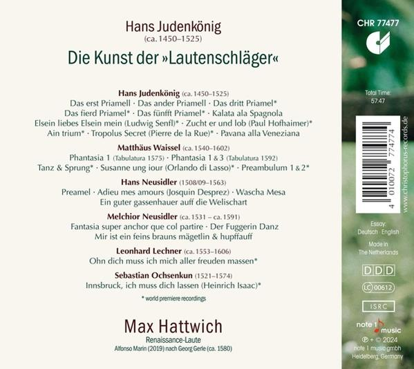 Das Album zeigt einen Musik-Tracklisting von Hans Judenkönig.
