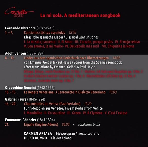 Cover der CD 'La mi sola' mit Komponisten und Liedtiteln
