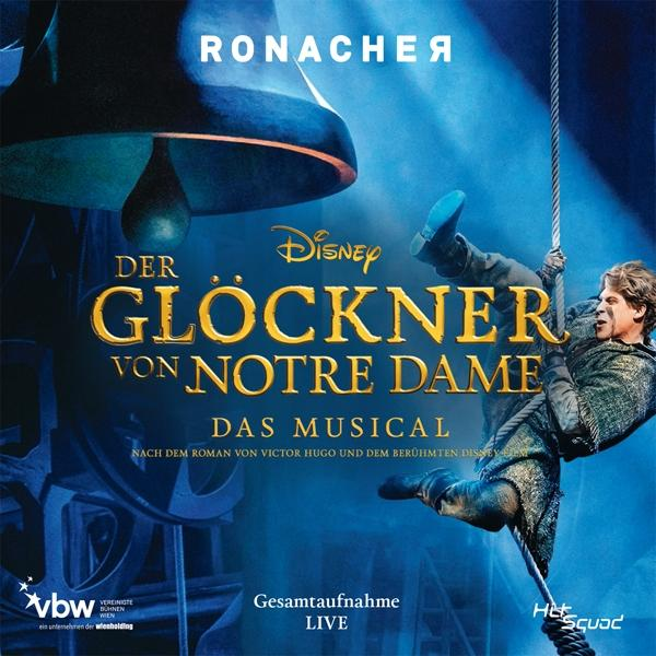 Albumcover für 'Der Glöckner von Notre Dame'. Ein Mann hängt an einem Seil. Disney-Logo sichtbar.