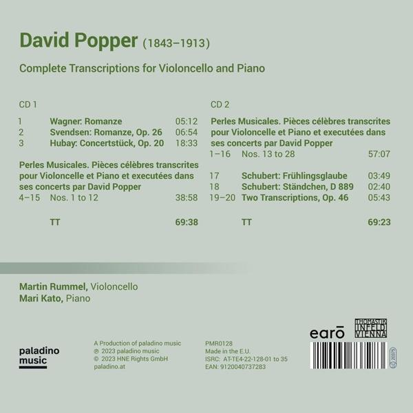 CD-Liste für David Popper: Transkriptionen für Violoncello und Klavier.