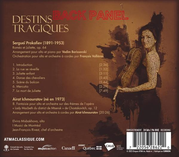 CD-Rückseite mit Titel "Destins Tragiques" und Trackliste.