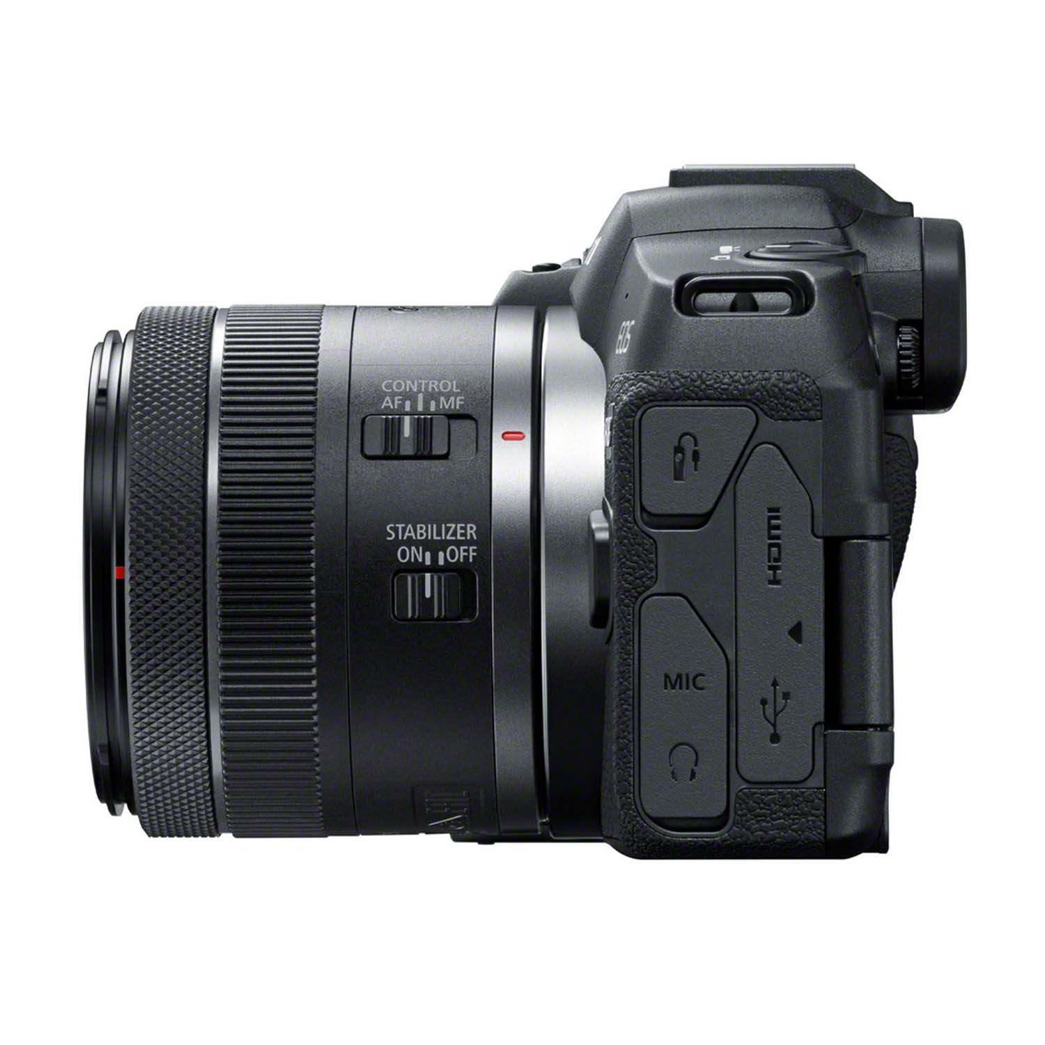 Una fotocamera Canon nera con un obiettivo.