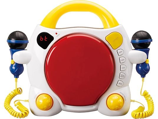 LENCO KCD-011KIDS - Lettore CD portatile per karaoke (Rosso/Bianco/Giallo/Blu)