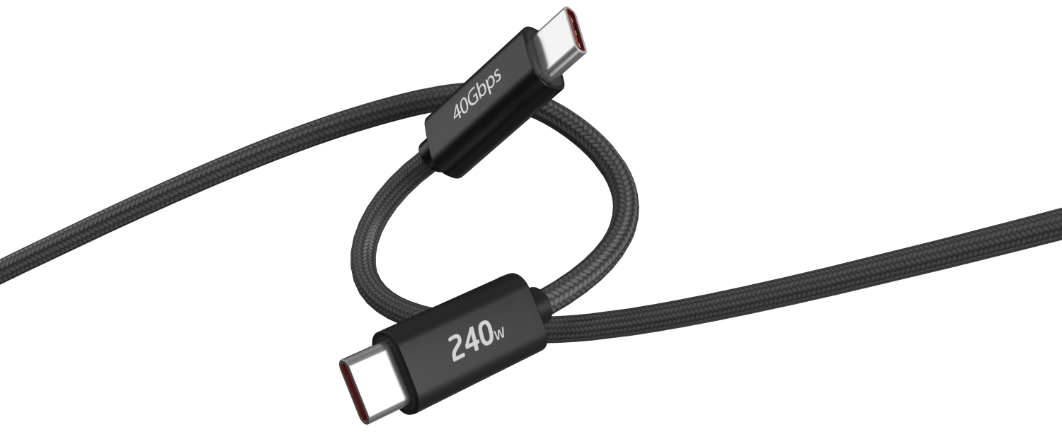 ISY IUC 6000 USB 4 Type-C összekötőkábel, 40 Gbit/s, PD 3.1 max 240W, 1,8 méter, fekete (2V225501)