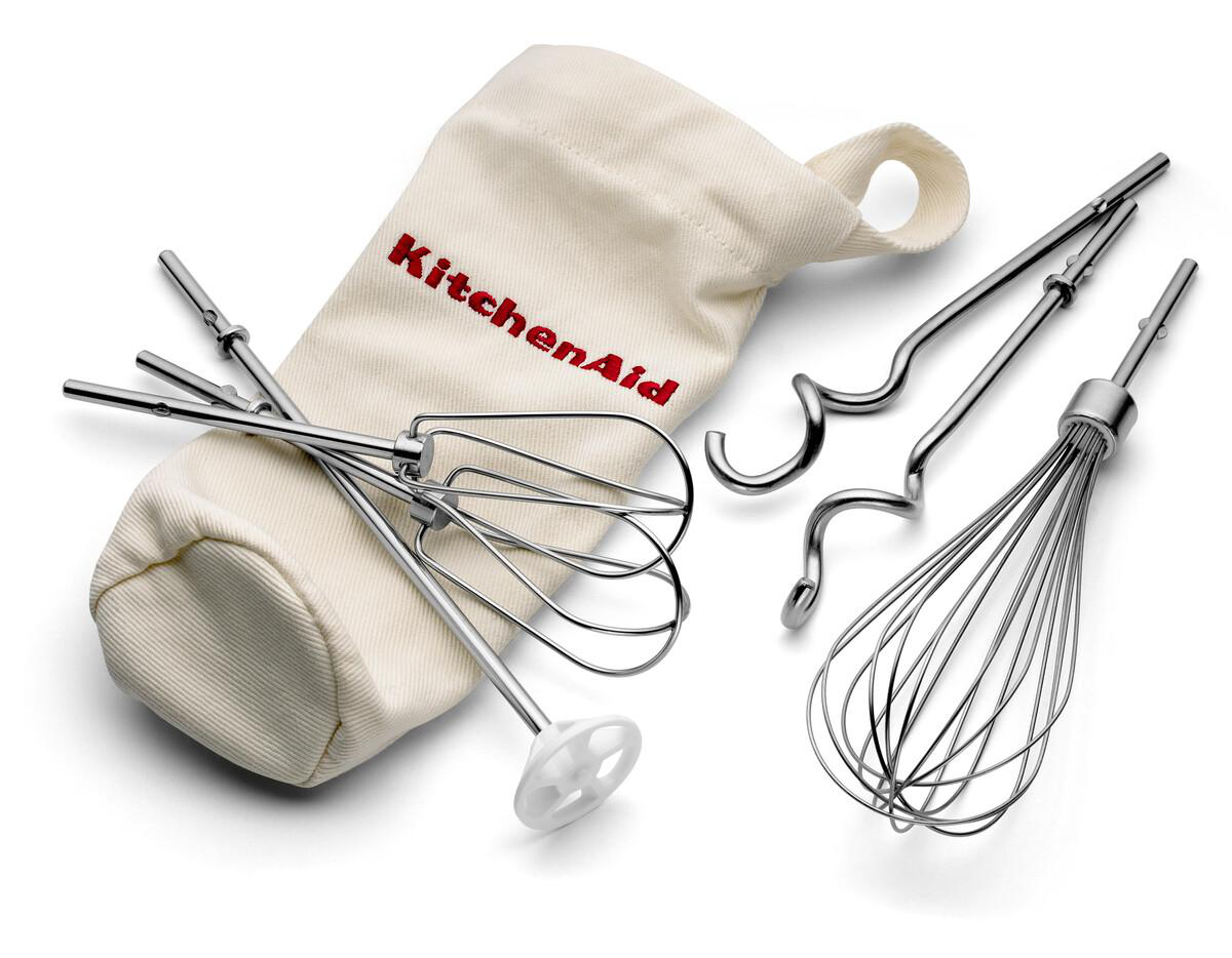 KitchenAid Rührwerkzeugset mit einer Tasche.