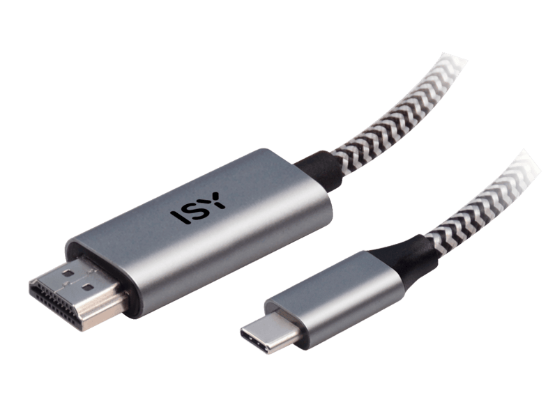 ISY IHD 9000 HDMI USB Type C kabel max 4K60Hz 2 meter szurke 2V055861 MediaMarkt online vasarlas