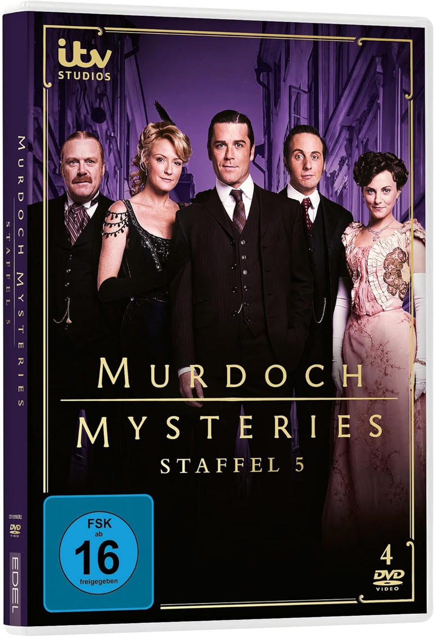 DVD-Cover von Murdoch Mysteries, Staffel 5. Zeigt fünf Personen in historischer Kleidung.