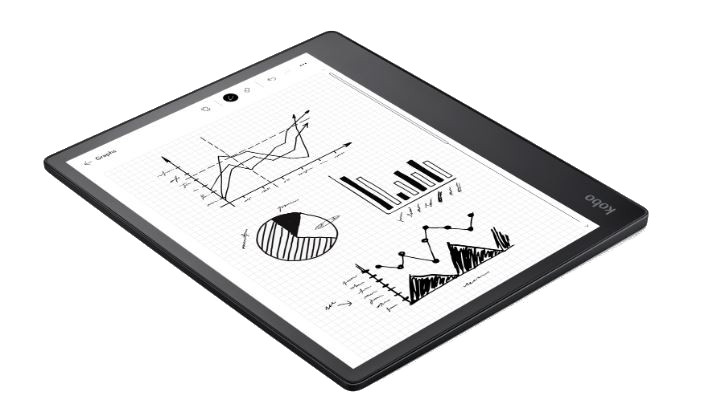 Elle çizilmiş grafikler ve diyagramlar gösteren tablet. Beyaz zemin.