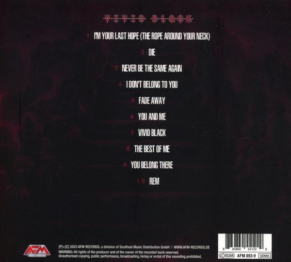 CD-Cover mit Titelliste. Der Hintergrund ist dunkelrot mit weißem Text.