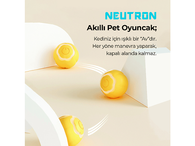 NEUTRON Kendinden Hareketli Kedi Oyuncağı Interaktif Akıllı Kedi Köpek Topu Sarı_1