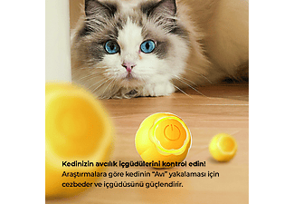 NEUTRON Kendinden Hareketli Kedi Oyuncağı Interaktif Akıllı Kedi Köpek Topu Sarı_2