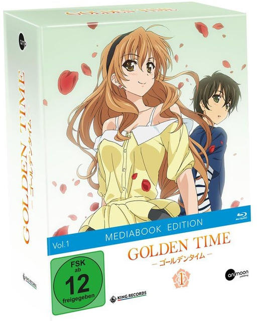 Anime-Box-Set mit zwei Cartoonfiguren auf der Vorderseite. Der Titel ist Golden Time. Weißer Hintergrund.