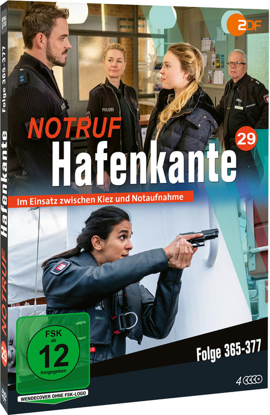 DVD-Cover für 'Notruf Hafenkante 29'. Zeigt Schauspieler in einer Polizeiumgebung und eine Frau mit Waffe.