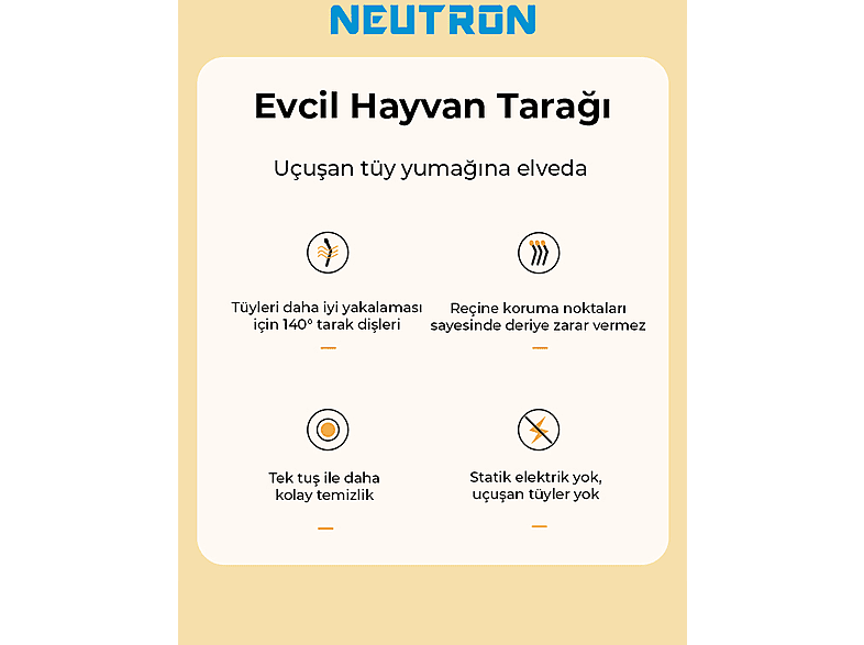 NEUTRON Kedi Tarağı Kedi Tüy Toplayıcı 140 Derece Kavisli Tarak Dişleri_8