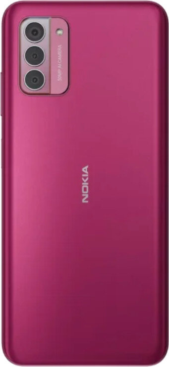 Różowy smartfon Nokia z zestawem aparatów w lewym górnym rogu z tyłu.