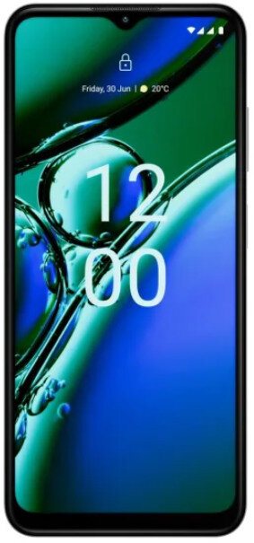 Czarny smartfon pokazujący godzinę i datę.