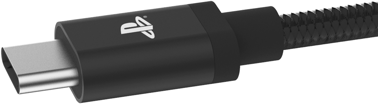 Câble USB-C noir avec le logo PlayStation sur le connecteur.