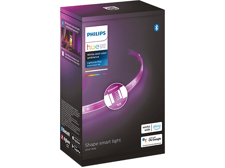 PHILIPS HUE Lightstrip Plus V4, 1 m - LED Leuchtstreifen-Erweiterung (Weiss)