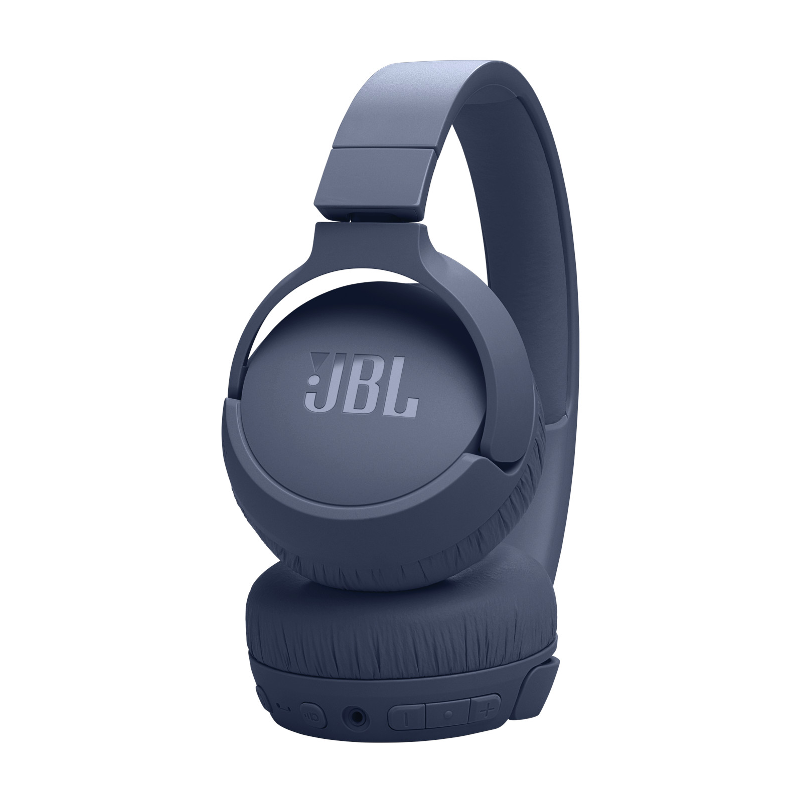 Yanında JBL logosu bulunan bir çift mavi JBL kulaklık.
