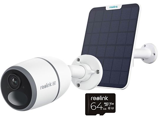 REOLINK Go Ultra - Telecamera di sorveglianza + pannello solare + scheda micro SD (UHD 8K, 3840 x 2160 p)