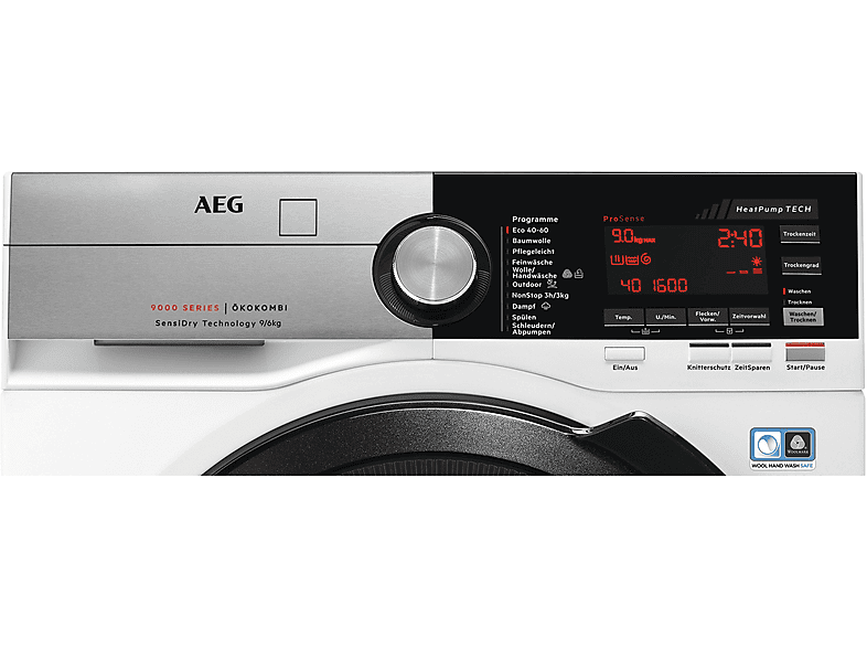 AEG L9WEF80690 Serie 9000 mit SensiDry Wärmepumpen-Technologie Waschtrockner (9 kg / 6 kg, 1551 U/Min.)