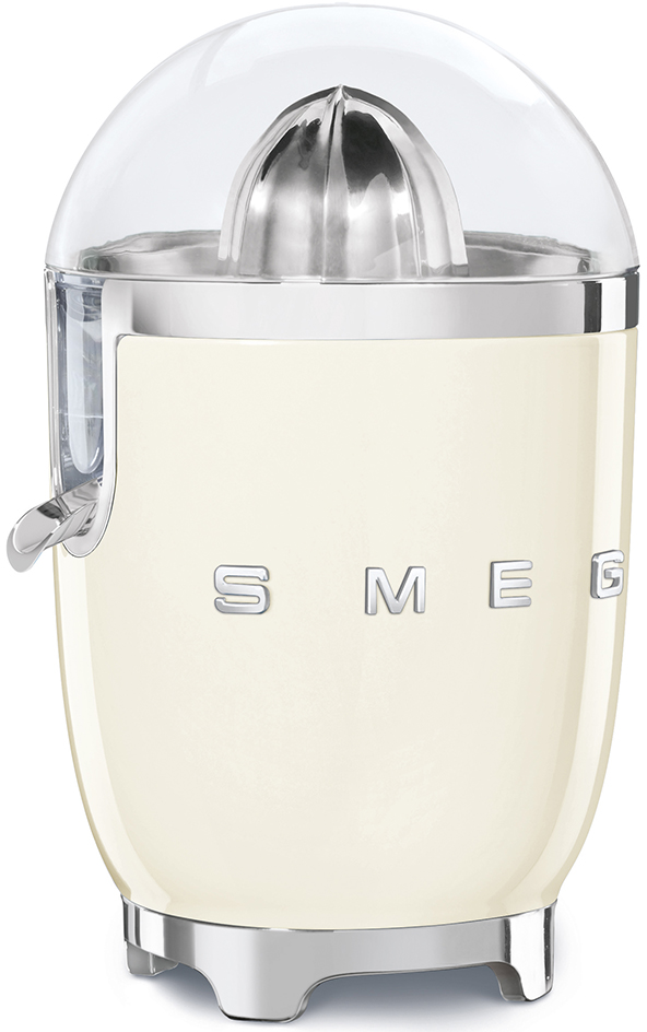 Spremiagrumi SMEG color crema con cupola trasparente e dettagli cromati.
