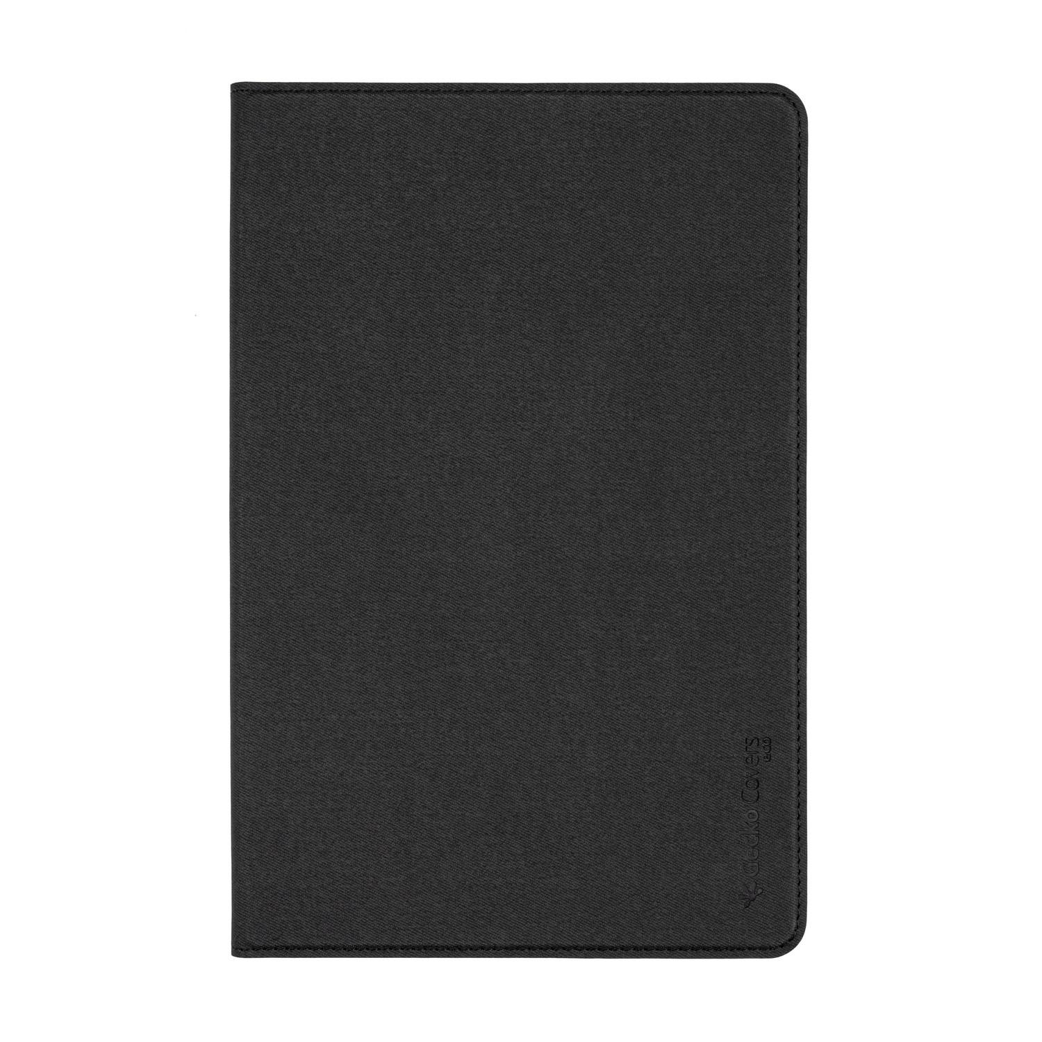 Black tablet cover. Simple design, showing the front of the cover.  It is a Vacuno Covers product.