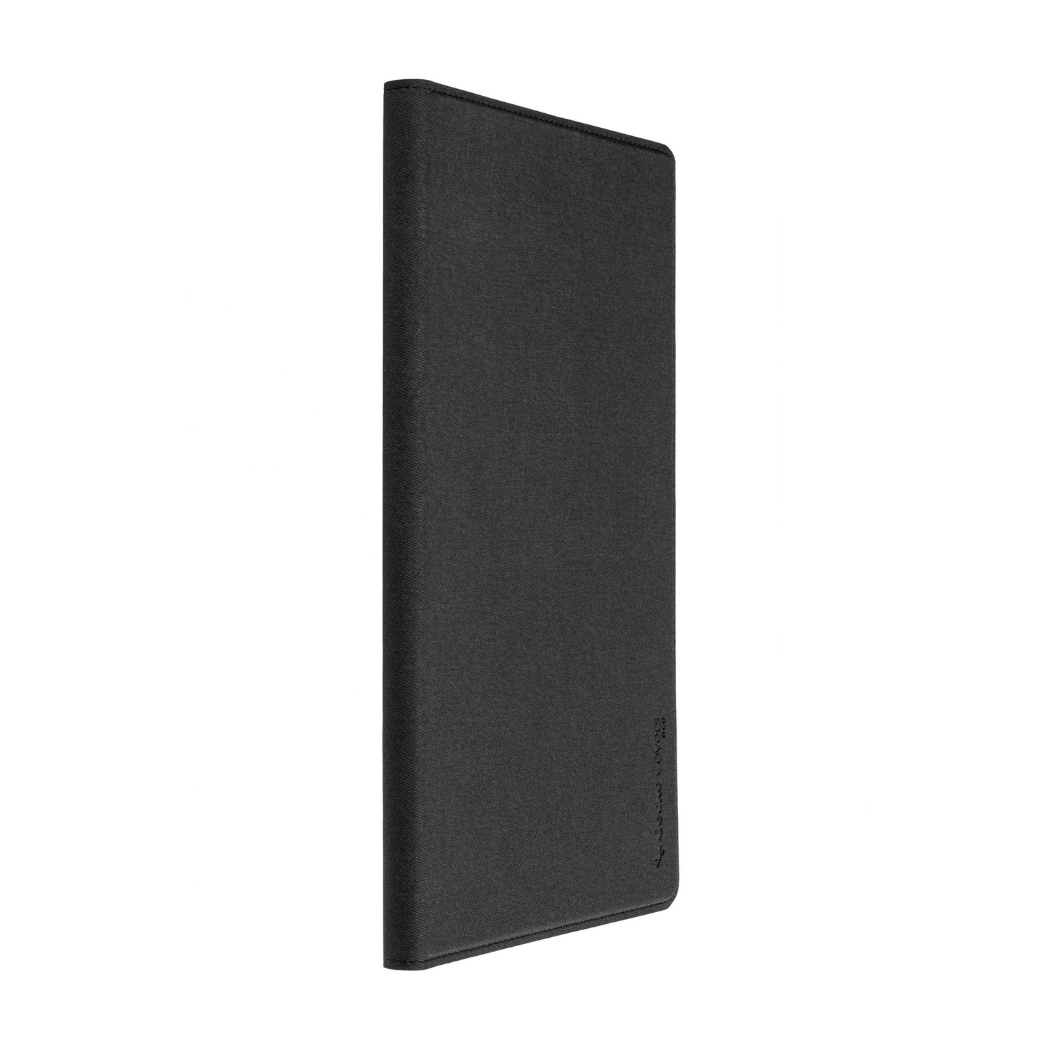 A black case, likely for a tablet or e-reader, with a textured surface.