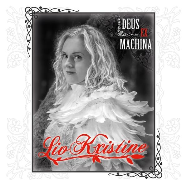 Lio Kristine Albumcover mit einer Frau in weißem Kleid, umrahmt von Dekorationen.