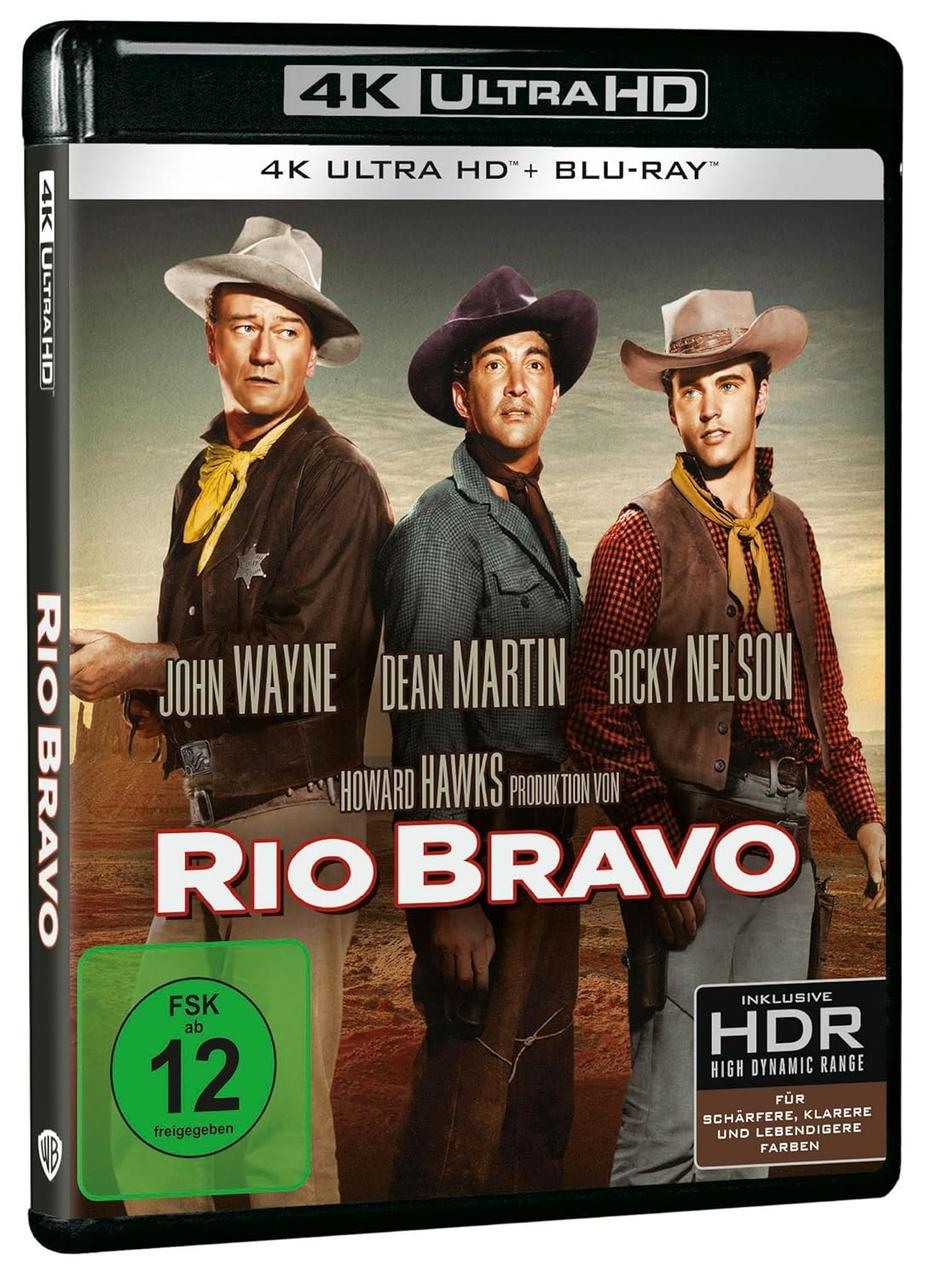 DVD-Hülle des Films Rio Bravo mit John Wayne, Dean Martin und Ricky Nelson.