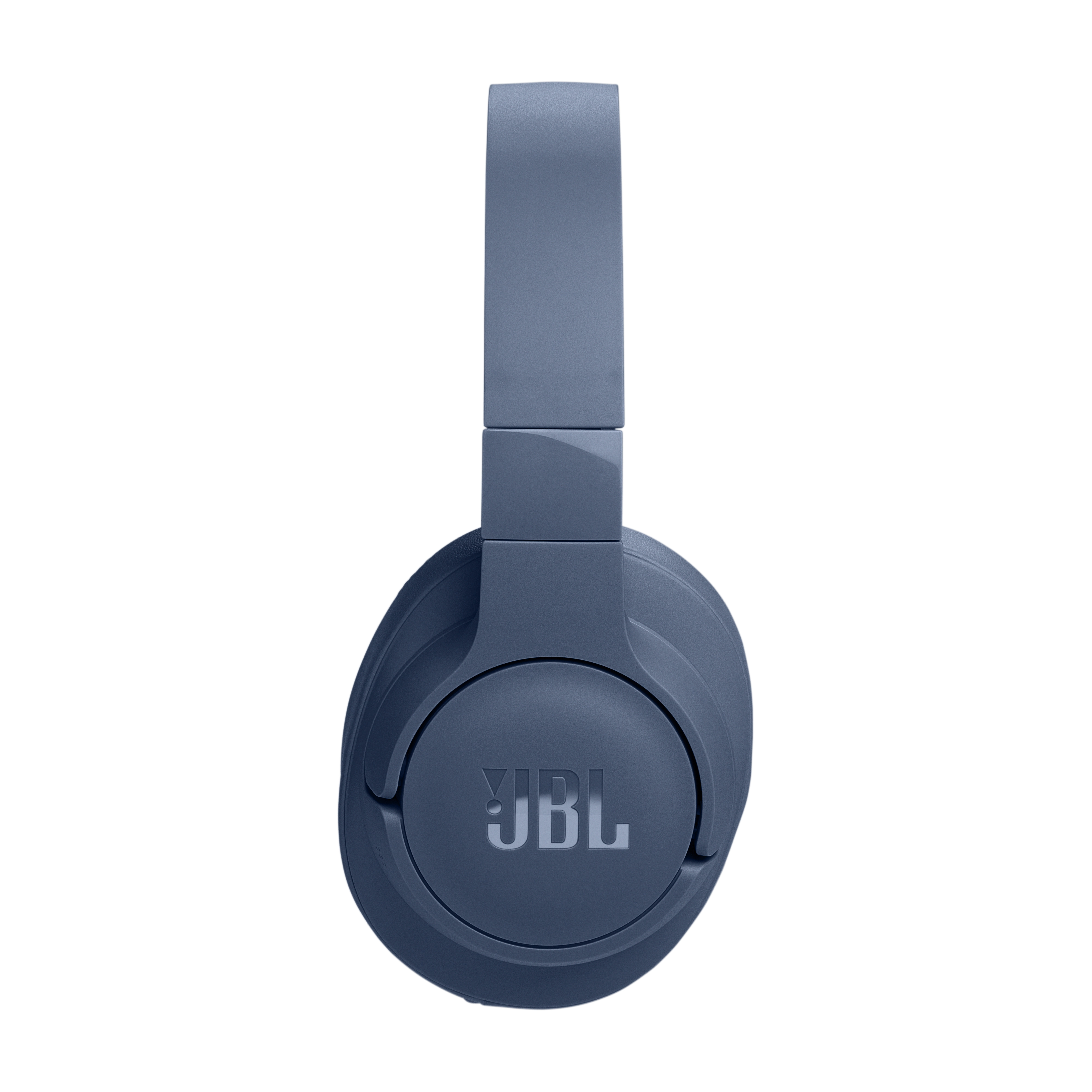 Beyaz arka planda mavi JBL kulaklıklar.