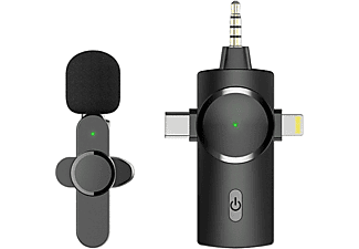 DAYTONA K9-C1 Wireless 3 in 1 Kablosuz Type-c -Lightning – 3,5mm Jak Tekli Yaka Mikrofonu Siyah Outlet 1227965
