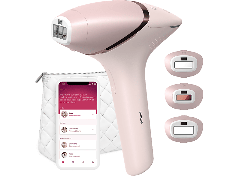 Philips Lumea Series 9000 IPL BRI957/00 IPL-Haarentfernungsgerät (Weiß, mit 4 Aufätze, Akkubetrieb)