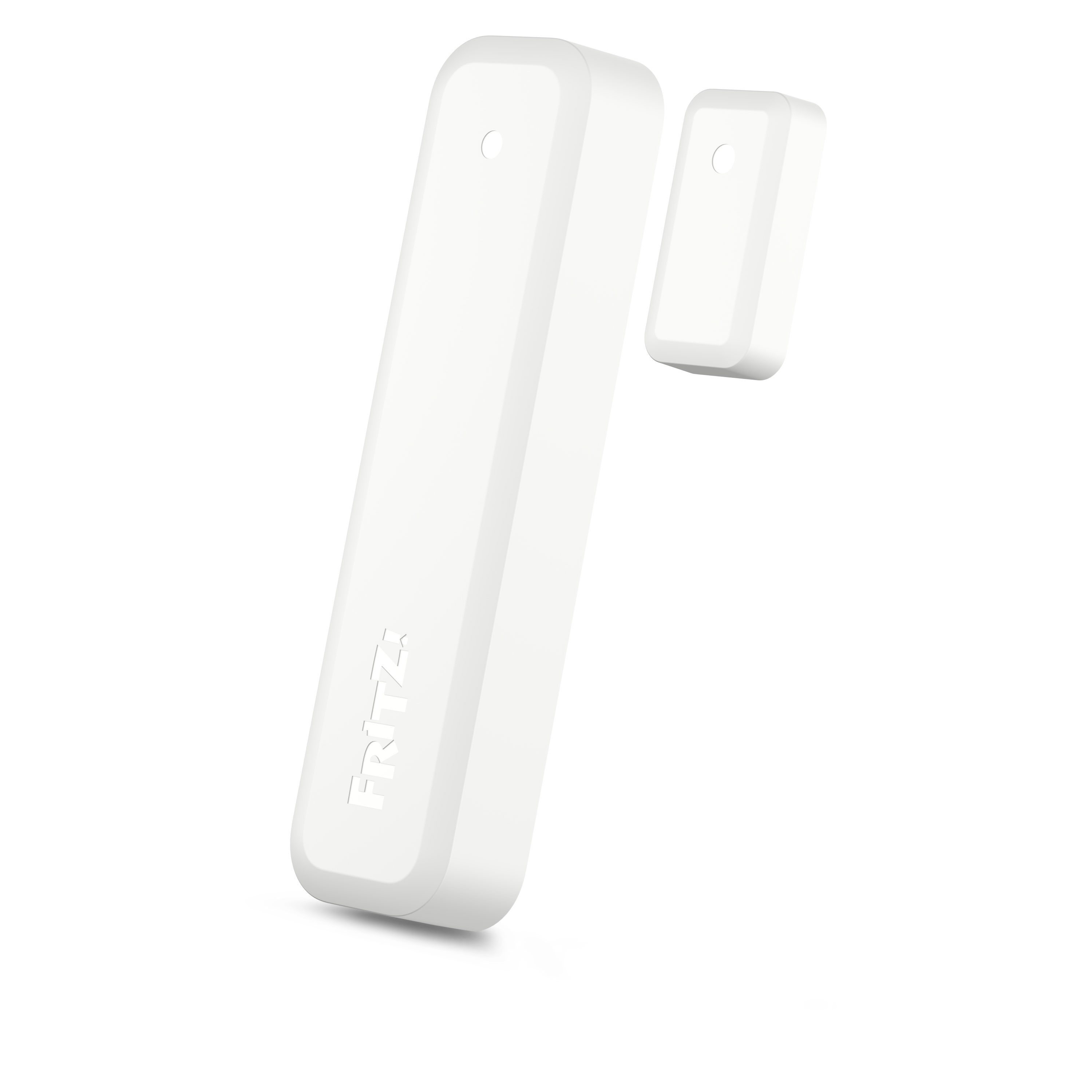 Zwei weiße Sensoren. Einer hoch, einer klein, mit dem Wort 'FRITZ!'.