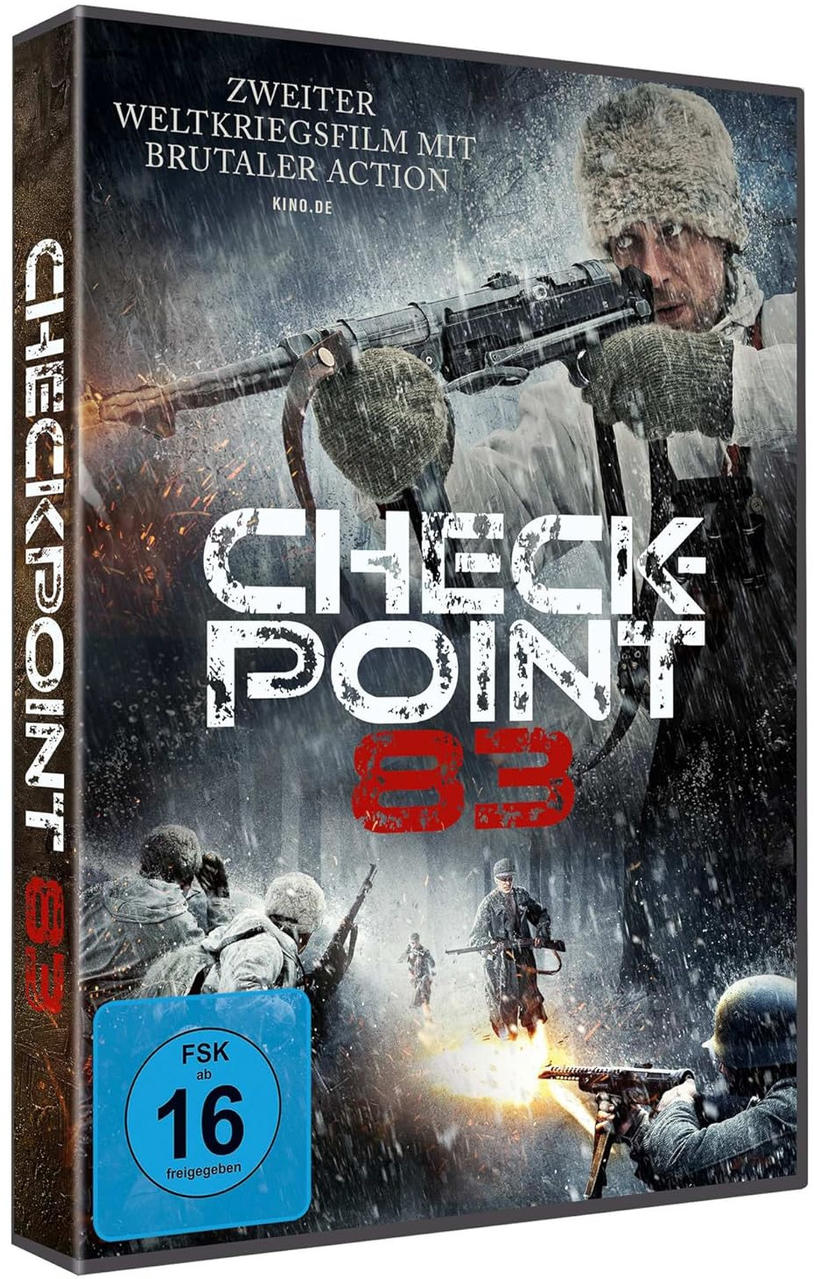 DVD-Hülle mit dem Filmtitel „CHECKPOINT 83“. Zeigt Soldaten in einer Winterlandschaft.