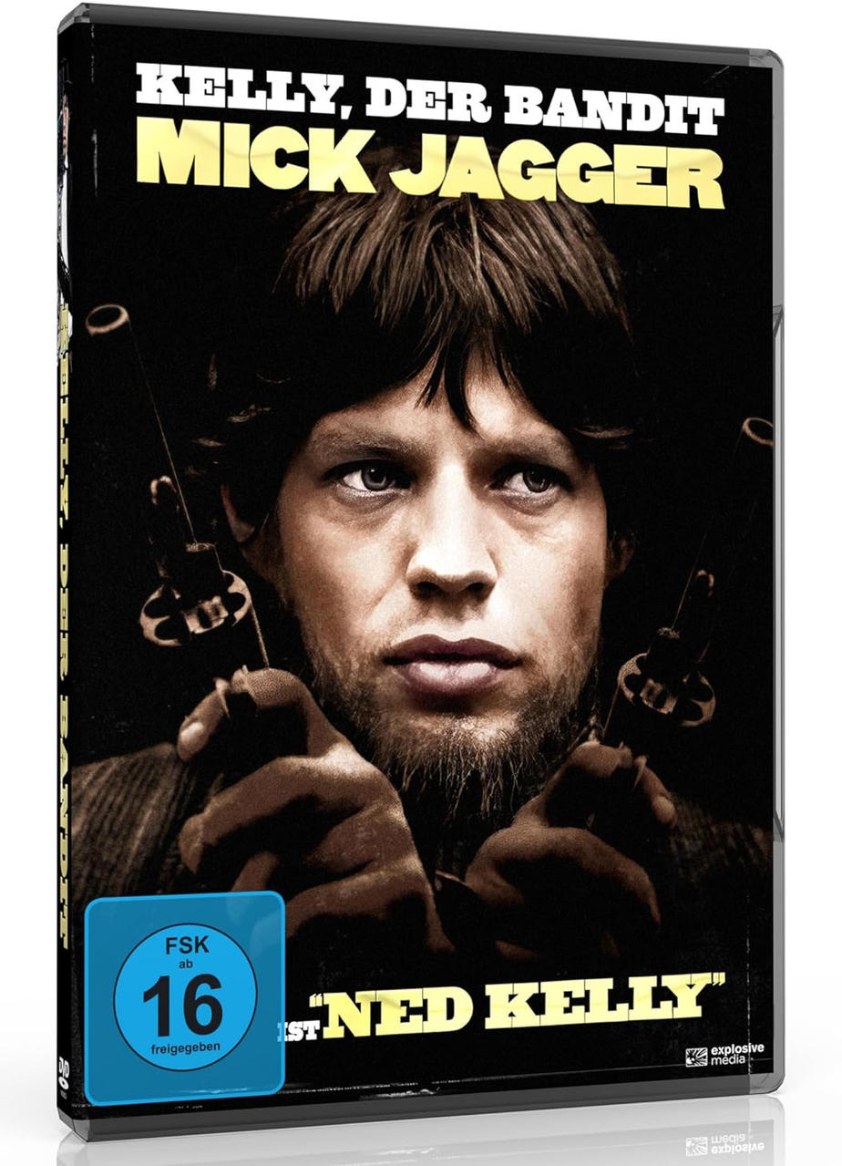 Film-DVD-Hülle mit Mick Jagger auf dem Cover, der Waffen hält, und dem Titel.
