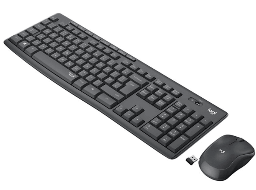 MK295 Sessiz Kablosuz Türkçe Q Klavye Mouse Seti - Siyah