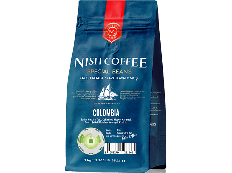 NISH Çekirdek Kahve Colombia 1 Kg