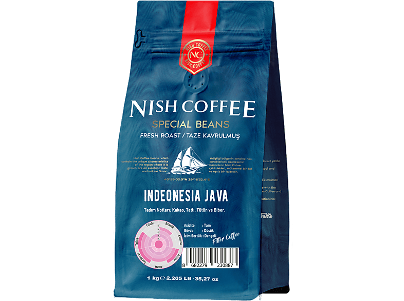 NISH Çekirdek Kahve Endonezya Java 1 Kg