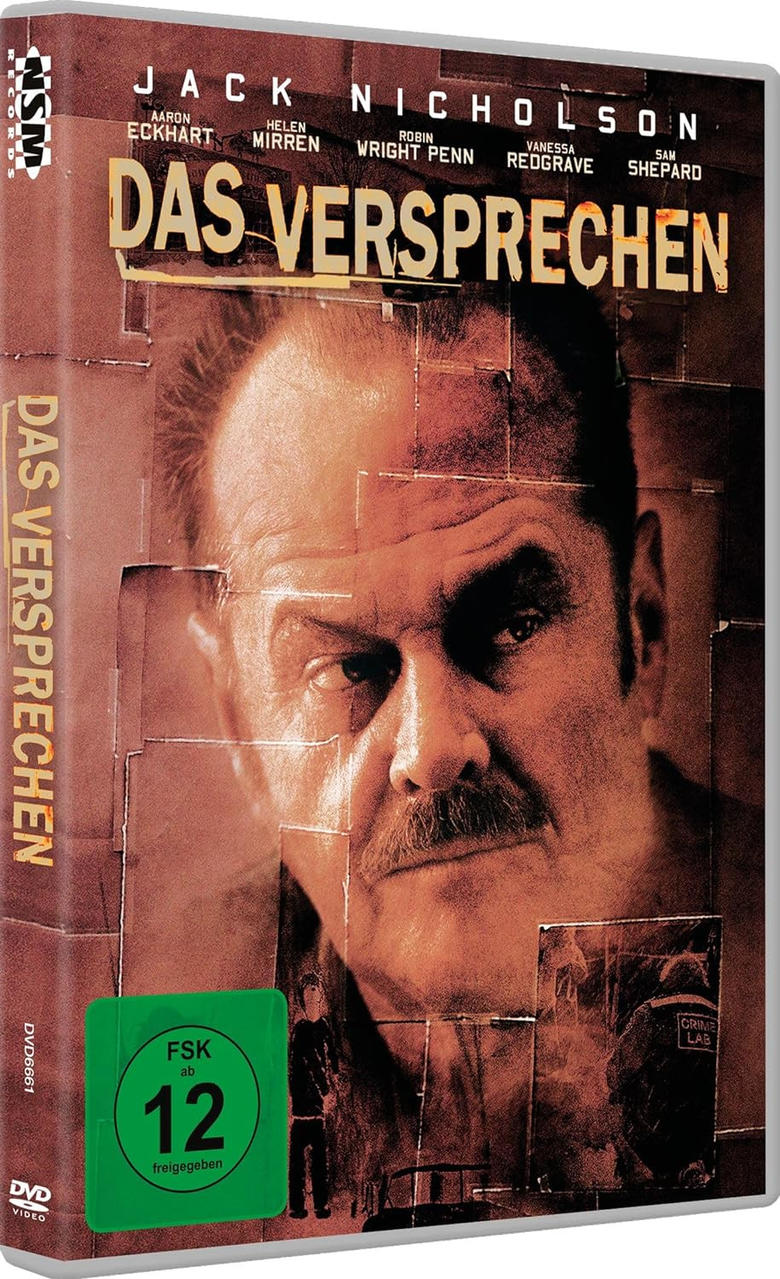 DVD-Hülle des Films 'Das Versprechen' mit Jack Nicholson. Brauntöne und Text.