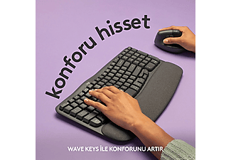 LOGITECH Wave Keys Kablosuz Ergonomik Türkçe Q Klavye Grafit_1