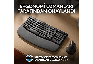 LOGITECH Wave Keys Kablosuz Ergonomik Türkçe Q Klavye Grafit_4