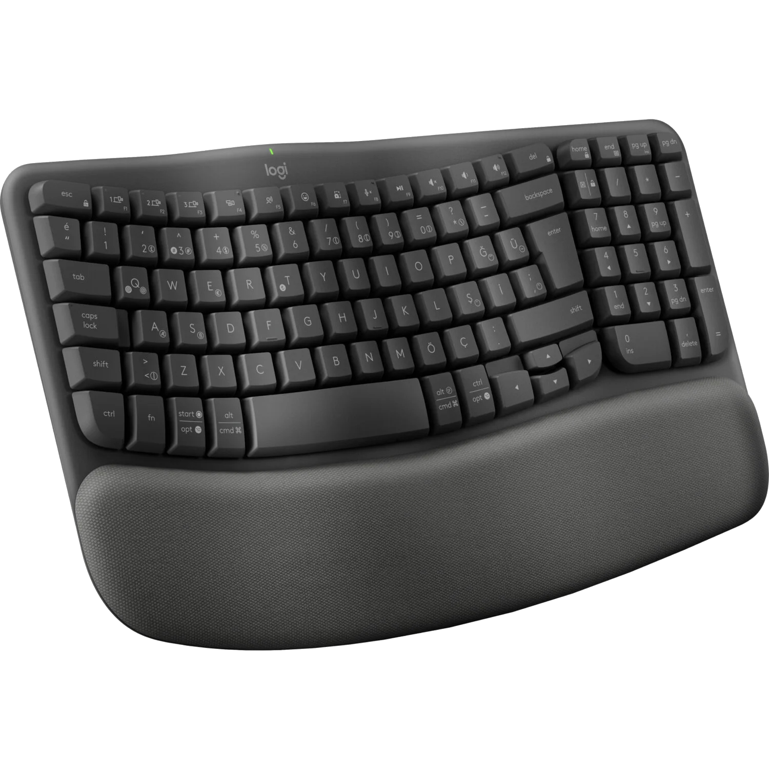 LOGITECH Wave Keys Kablosuz Ergonomik Türkçe Q Klavye Grafit