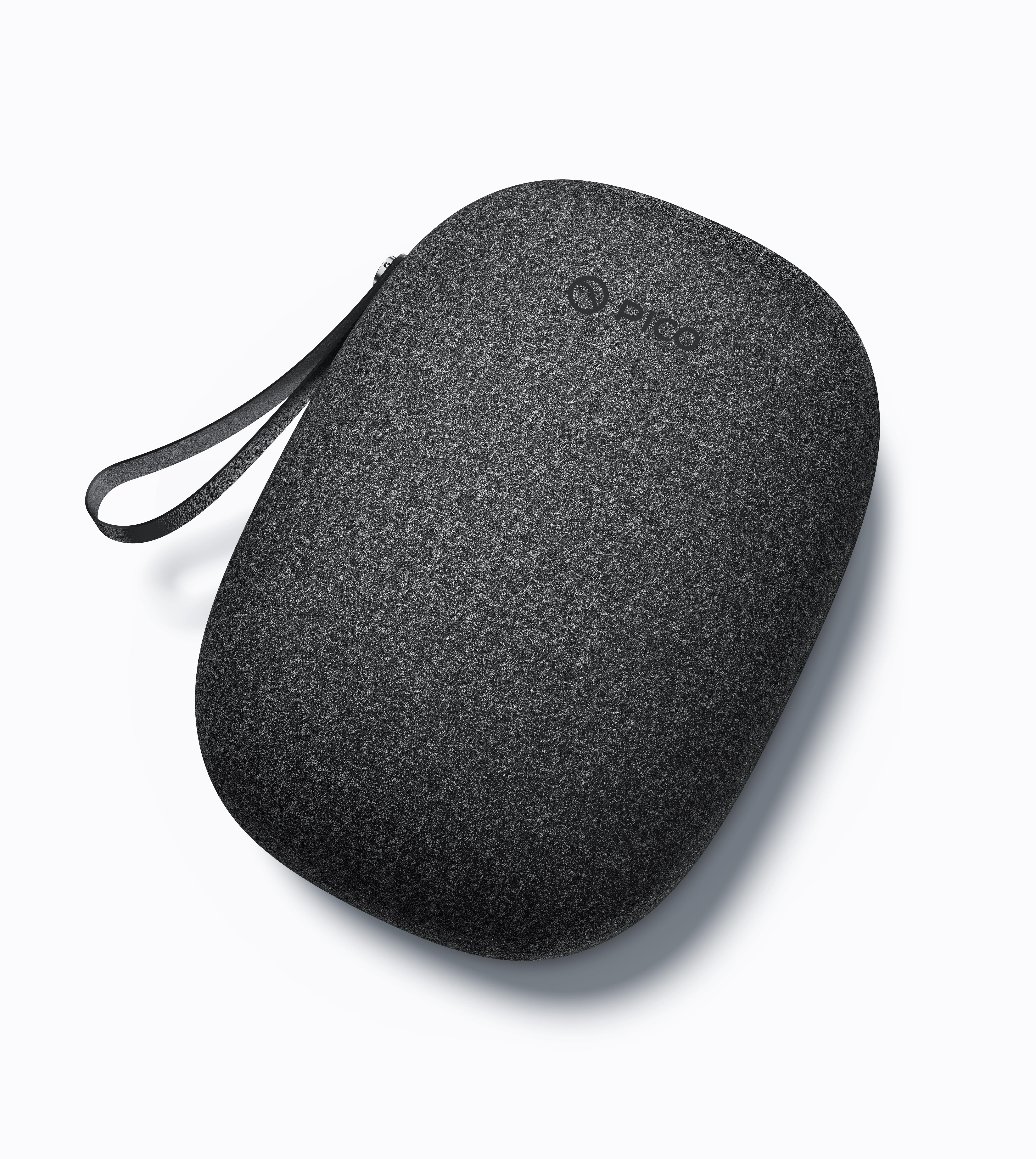 Ein graues, oval geformtes Etui mit schwarzem Griff und dem Aufdruck 'PICO'.