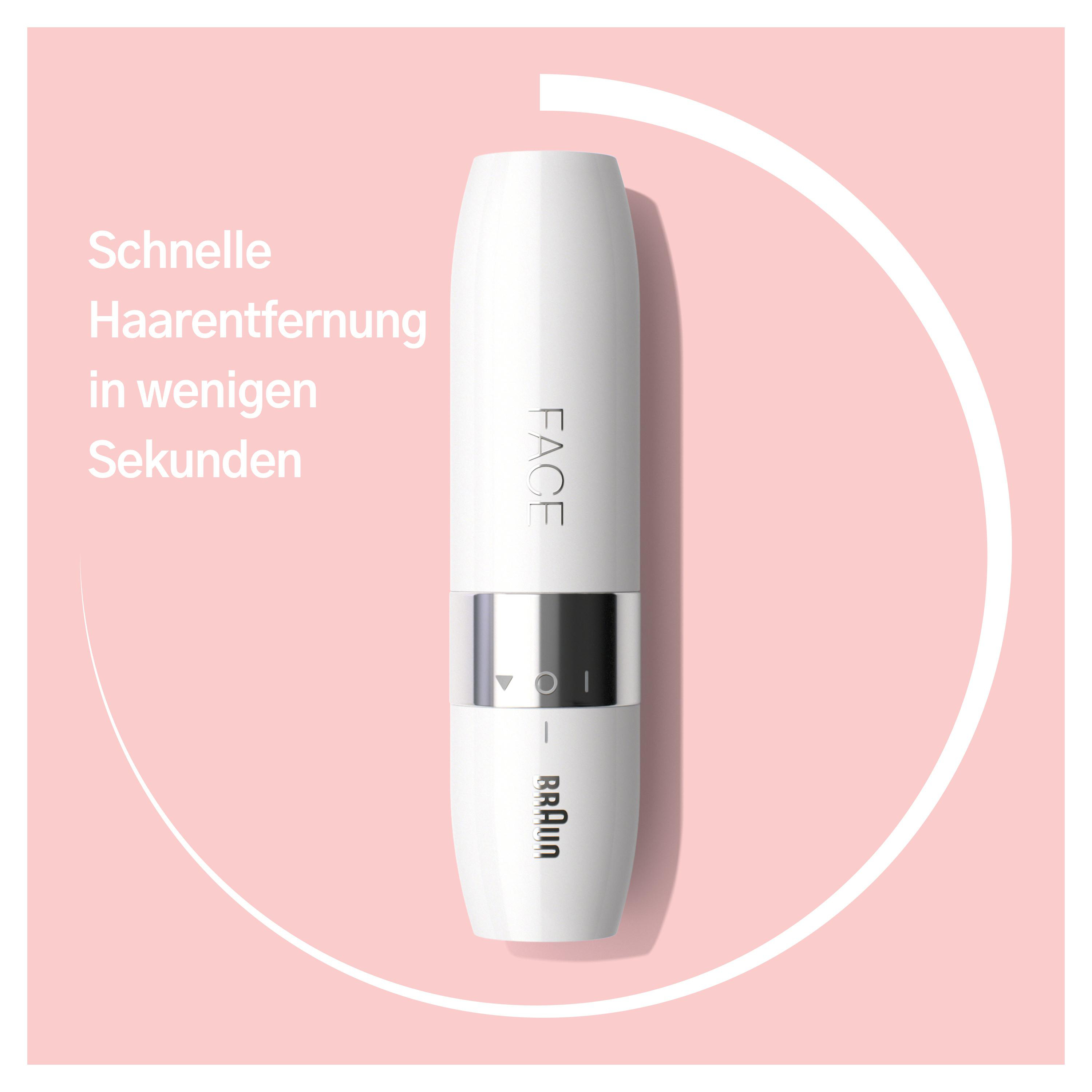 Ein weißer Gesichts-Epilierer mit rosa Hintergrund.