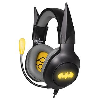 Auriculares gaming - FR-TEC DC Batman, Diadema, Micrófono, Luz LED, Multiplataforma, Negro