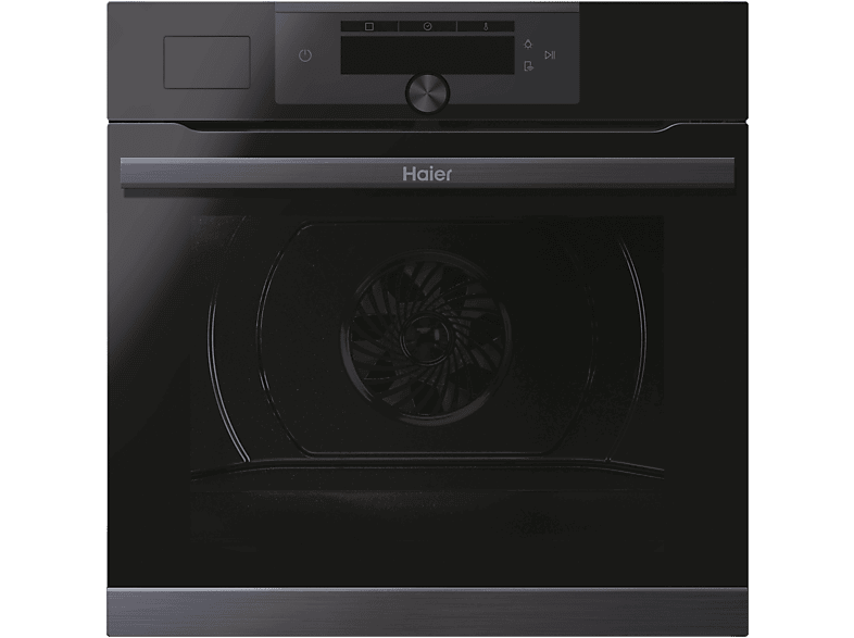 Horno - Haier HWO60SM4FS9XH I-Turn Series 4, Multifunción, Limpieza pirolítica y por agua, 70 l, Climatech, 60 cm, Negro