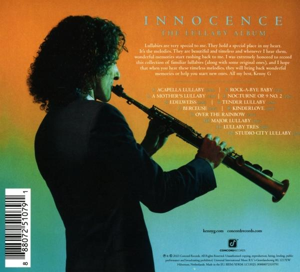 Rückseite einer CD-Hülle mit einem Mann mit Saxophon, Albumtitel und Titelliste.